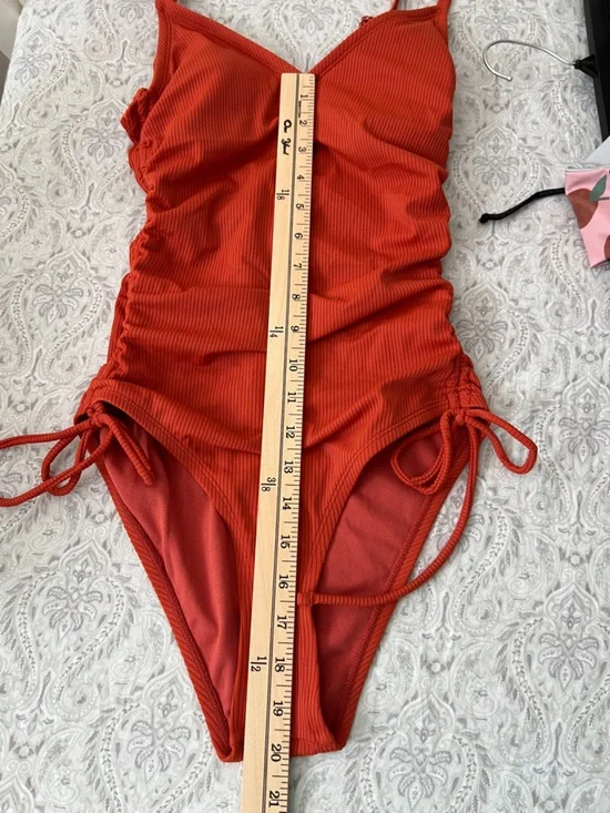 Lulus Sunny Side Rust Orange Ribbed One Piece Swimsuit Size XS - Picture 9 of 9